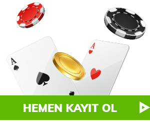 Oyun kartları ve jetonlarla hızlı kayıt ol alanı
